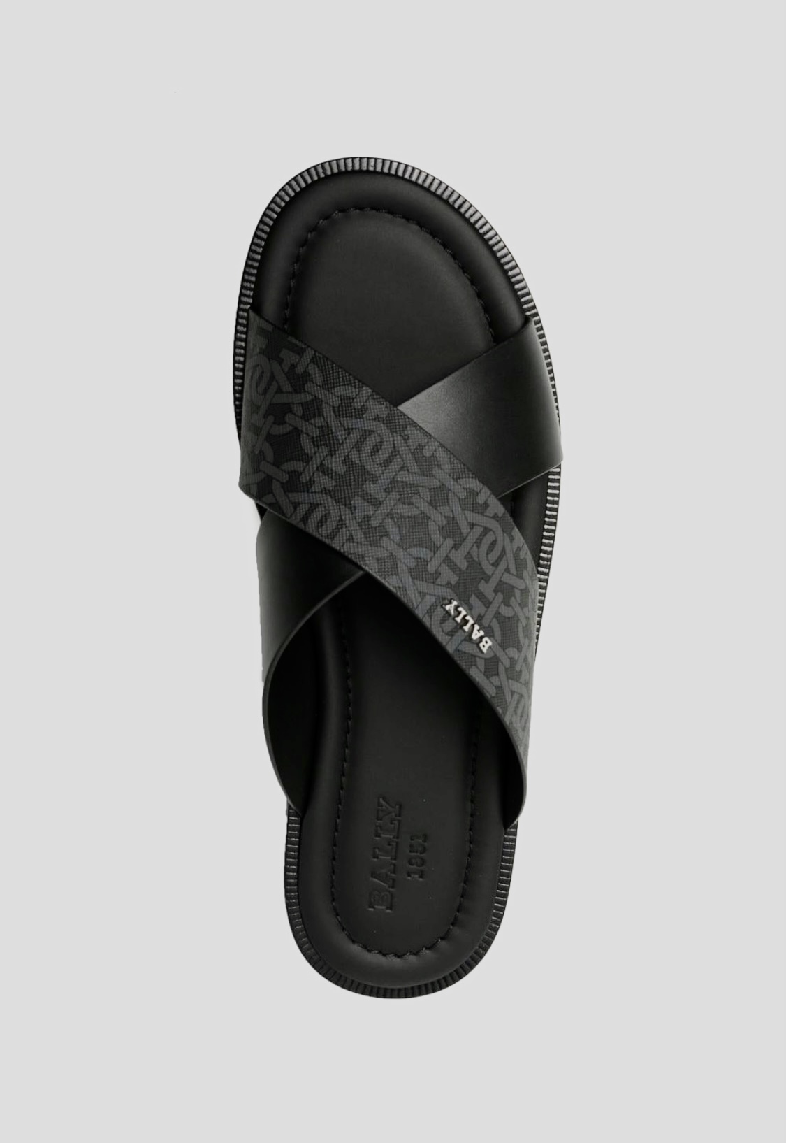 Bally Black/Grey Cross-Strap Leather Sandals – sosoworldwide